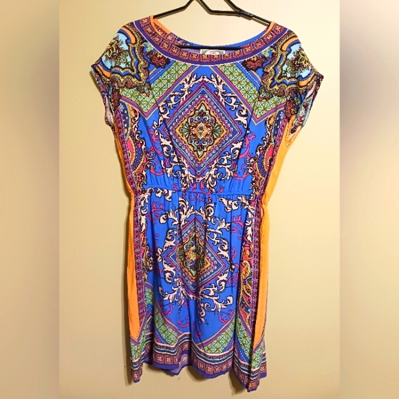 Flying Tomato Sleeveless Elastic Waist  Colorful Print Dress Womens Size Medium - Picture 1 of 13